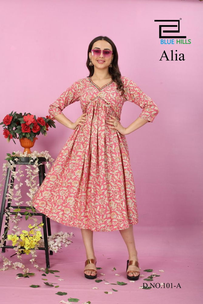 Alia By Blue Hills Designer Kurtis Catalog
